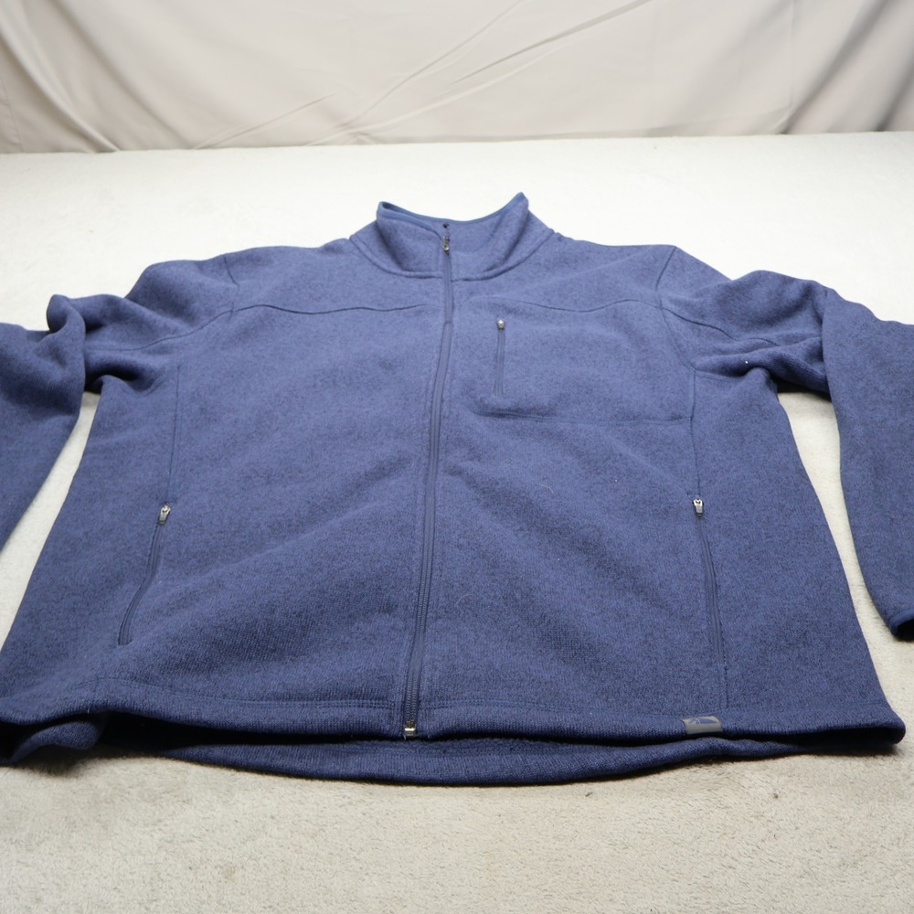 LL Bean Jacket Mens XL Blue Slightly Fitted Sweater Fleece Knit Full Zip Outdoor